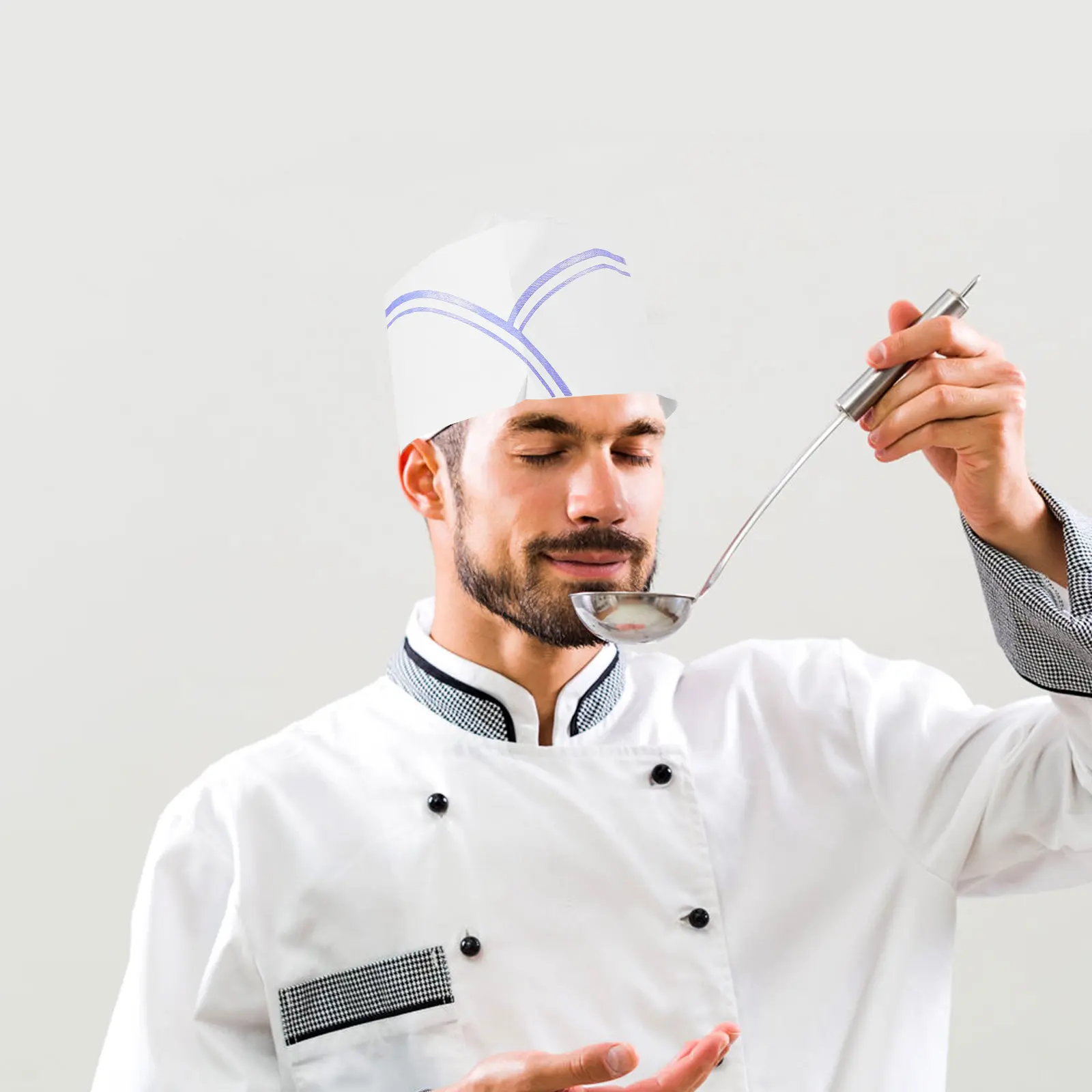 

40Pcs Thick Disposable Chef Hat Paper Cooking Cap for Restaurant Sushi Bar Juice Shop Kitchen Unisex Fit