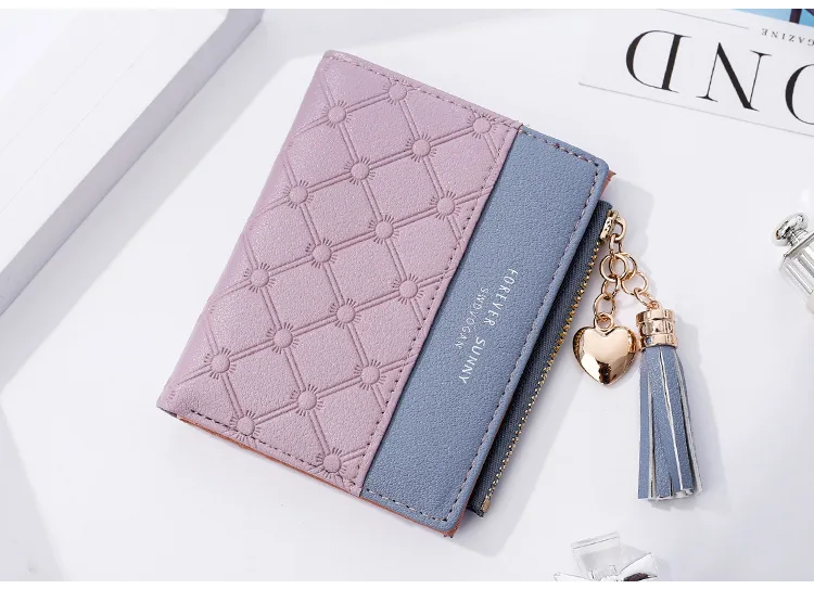 New wallet short women\'s Zipper Wallet Korean tassel simple versatile Wallet purses Fashion