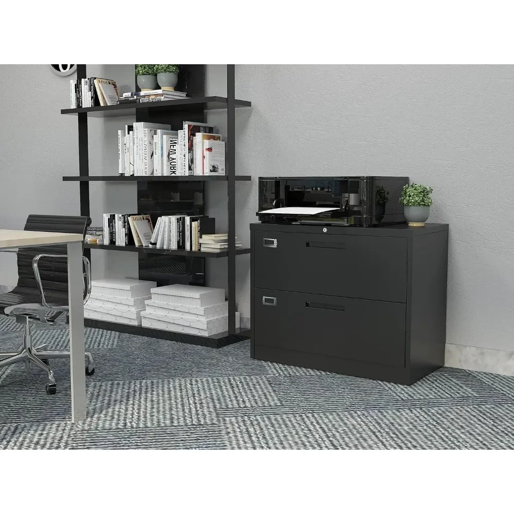 2 Drawer File Cabinet with Lock Office Home Steel Lateral Filing Cabinet for Office with Lockable Wide Metal Cabinet