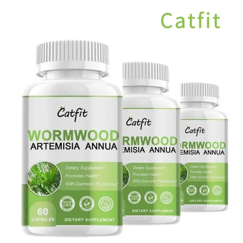 Catfit Artemisia Annua Wormwood Capsule for Amicrobial Balance Body Detox Digestive Health Liver&Kid ney&Intestinal Cleanse