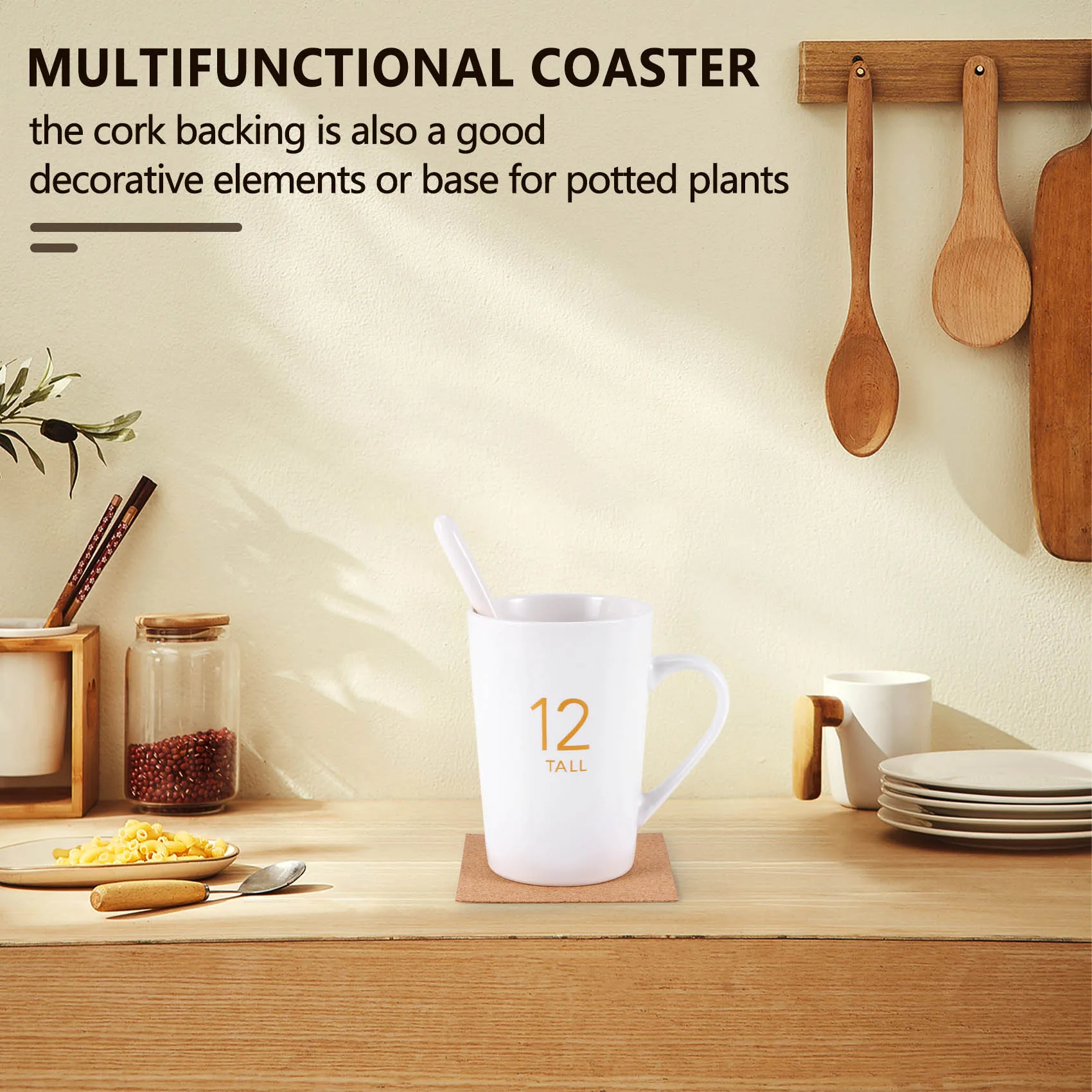 N98R Self-Adhesive Cork Coasters,Cork Mats Cork Backing Sheets for Coasters and DIY Crafts Supplies (40, Square)