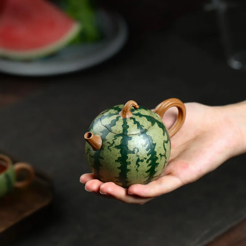 Original Yixing Clay Teapot Handmade Little Teapot High-End Segment Mud Watermelon Pot Egg-Shell Porcelain Sets 160cc