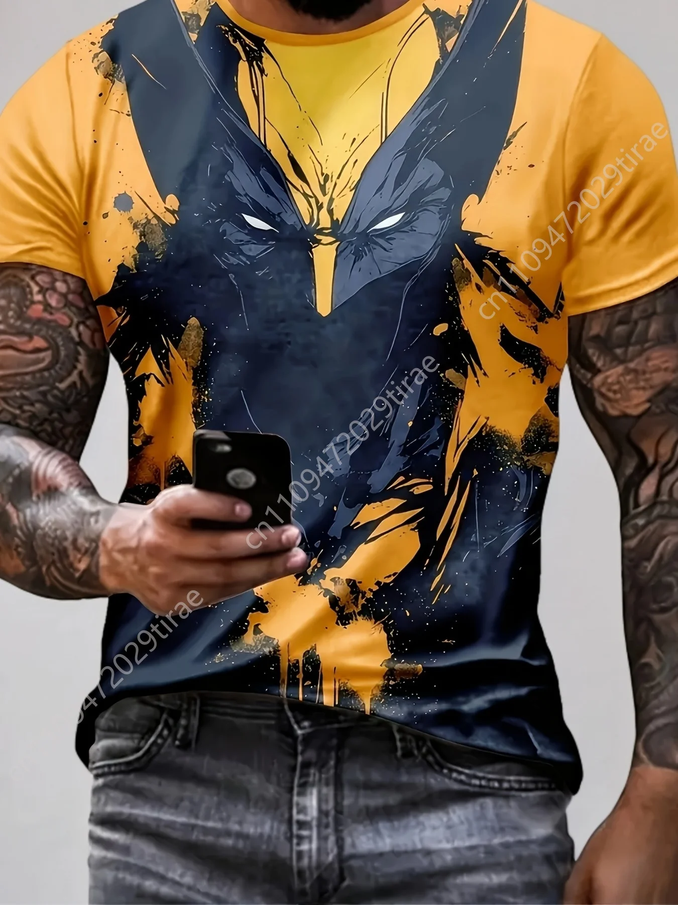 

Marvel Wolverine Men's Graphic T-Shirt Summer Superhero Fan Costume Machine Washable Superhero Graphic Tee Vibrant Design Top
