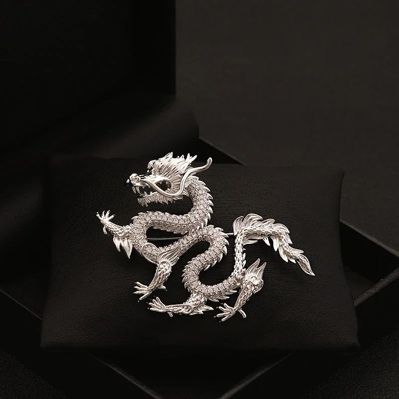 Dragon Brooch Chinese Zodiac Year High-End Auspicious Accessories Men and Women Suit Coat Pin Corsage Shining Badge Jewelry 6137