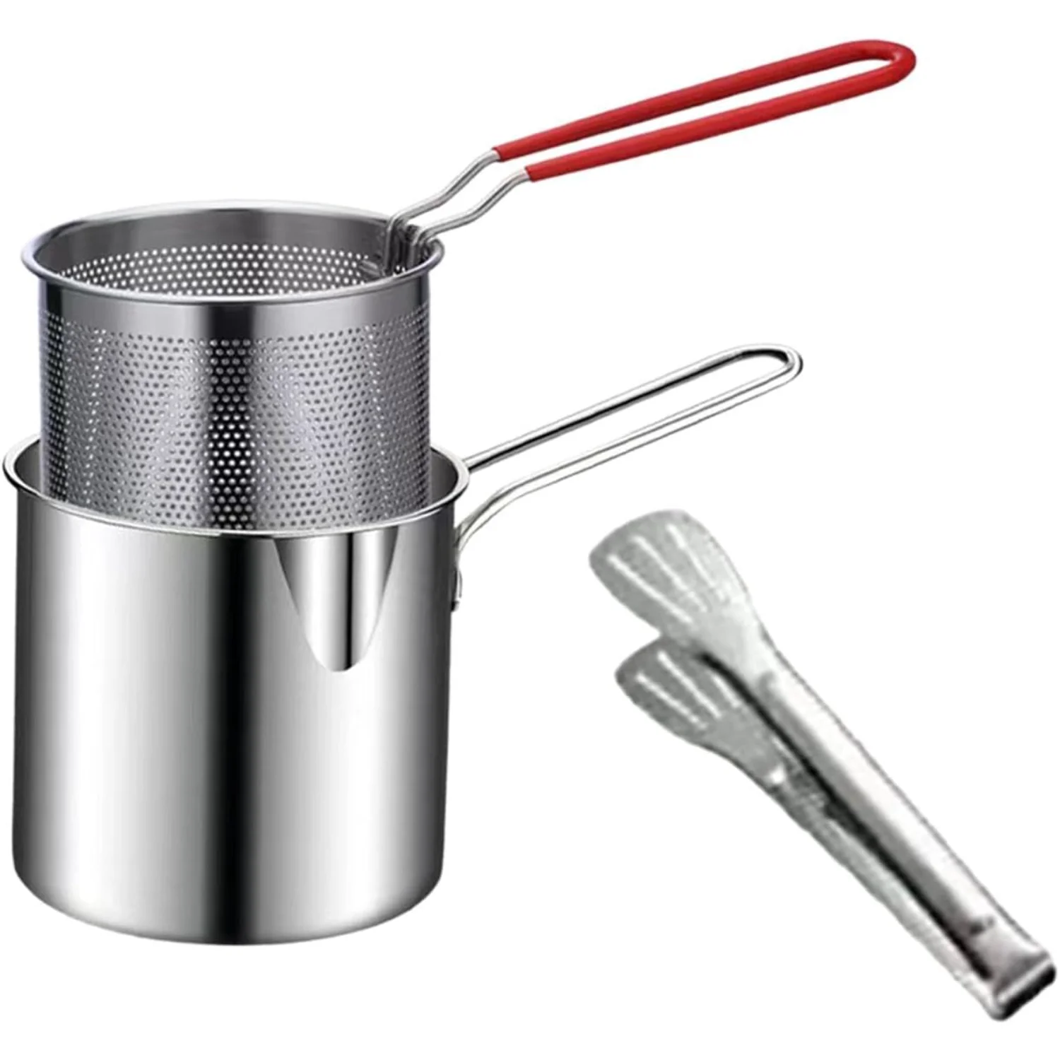 

Deep Fryer Pot Gadgets Sturdy Oil Fryer Cooking Pot Mini Fryer with Strainer Basket for Chicken, Type B