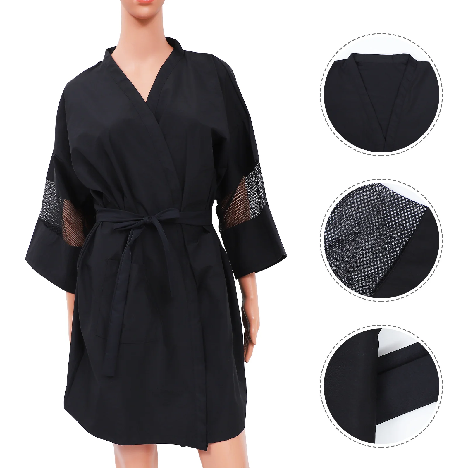 

Платье для салона, клиента, парикмахерский халат, регулируемая талия, длина до колена, с длинными рукавами, накидка для стрижки, спа-халат, прочный защитный халат