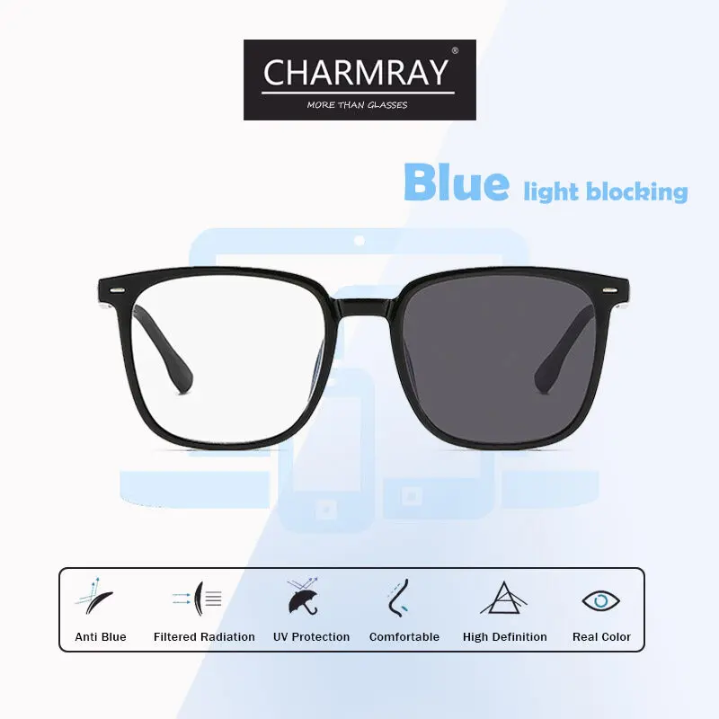 2026 Ultraleichte photochrome Anti-Strahlungs-Brille mit quadratischem Rahmen, austauschbare Linse für Damen und Herren, Sonnenbrillen, Brillengestelle – Detail 7