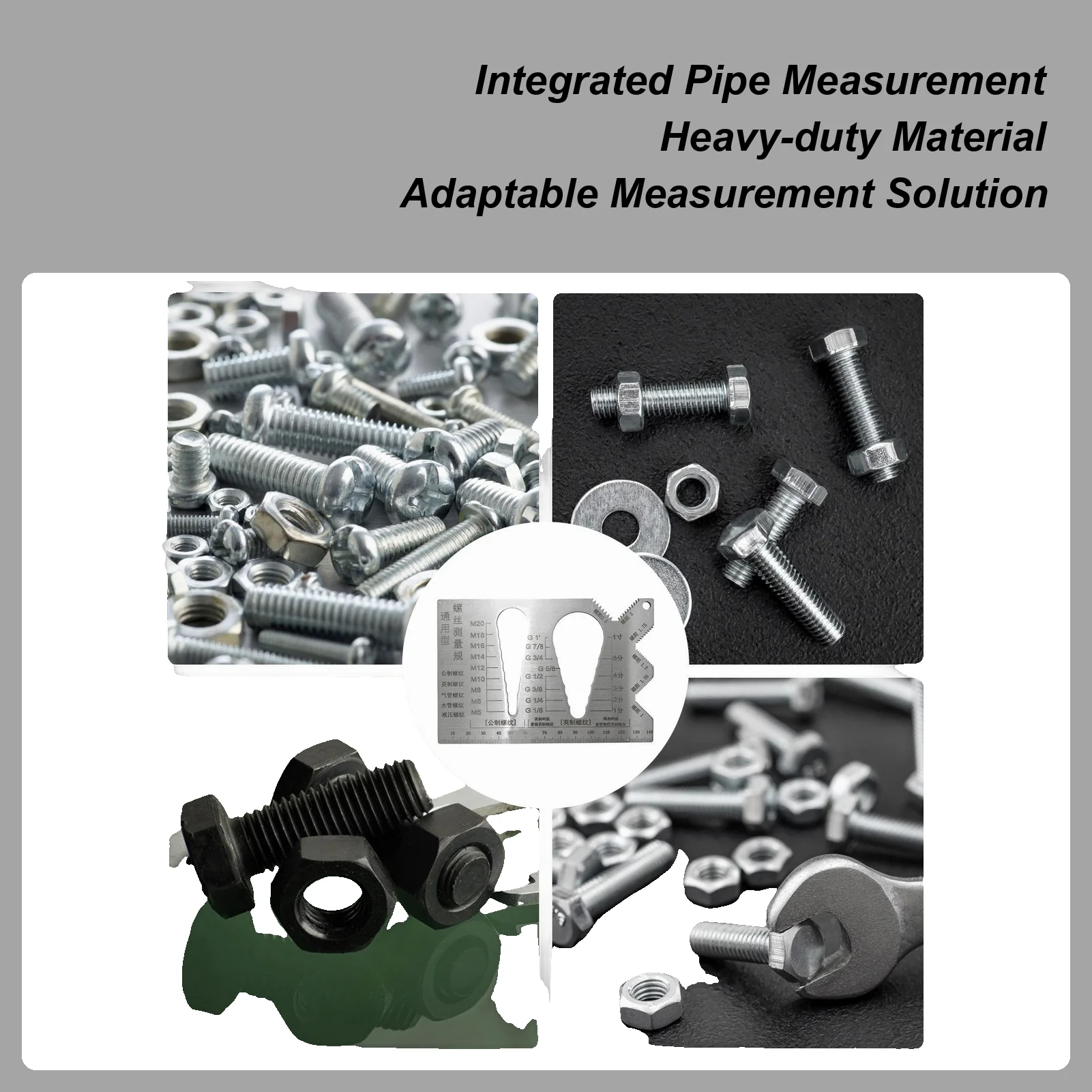 

Thread Gauge Stainless Steel Screw Measuring Ruler, Wall-hangable Accurate Metric Water Pipe Thread Measuring Ruler for Home