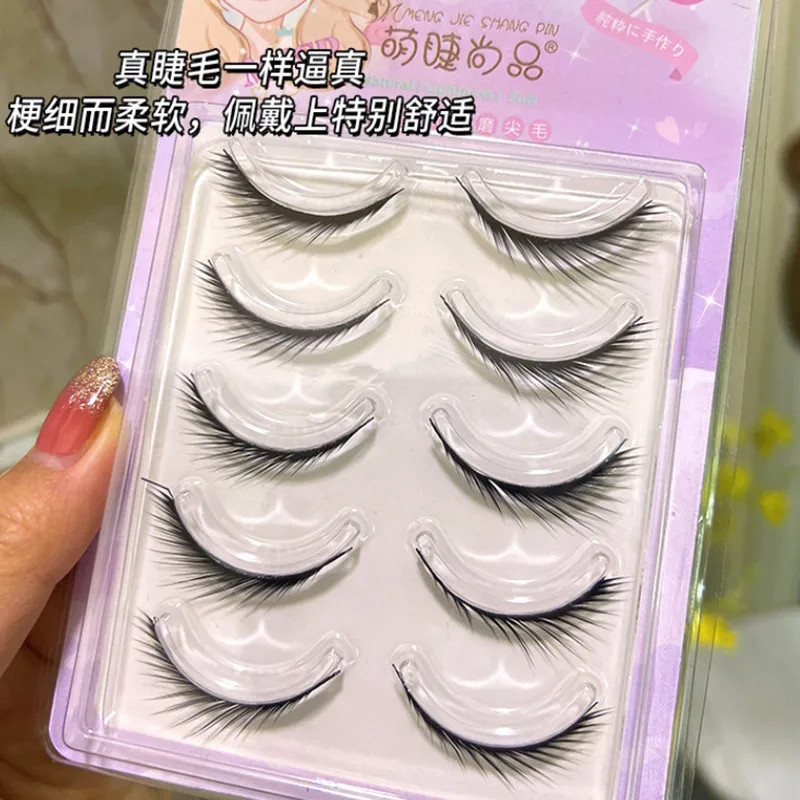 5 أزواج من الرموش الصناعية المجنحة القابلة لإعادة الاستخدام الطبيعية السميكة الطويلة مانغا جلدة الثعلب العين ماكياج الجمال أداة