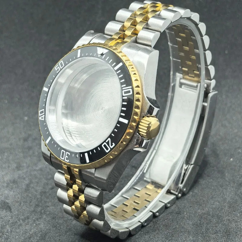 حافظة ميكانيكية من الفولاذ المقاوم للصدأ مقاس 40 مم مع خمسة خرز لحركة NH35 حافظة ذهبية ملحقات تعديل حلقة الحصين #4