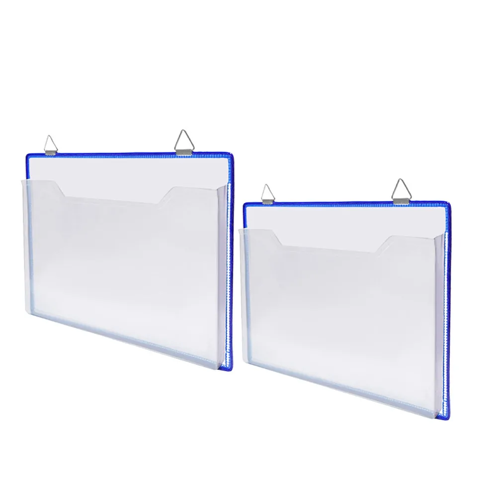 2Pcs Clear Plastic Wall File Folder Hanging Document Holder for Papers Letters Banknotes Receipts Bills Wall Mount File
