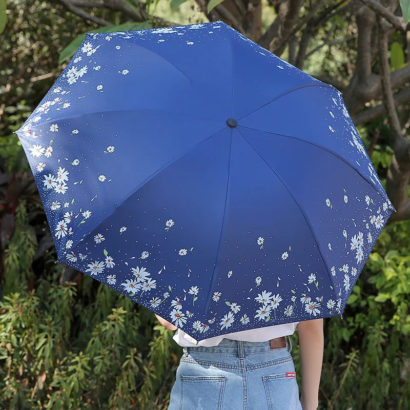 

New Creative Printed Umbrella Sunade UV Protection Rain And Sun Dual Purpose Advertising Umbrella Manual Tee Fold Umbrella