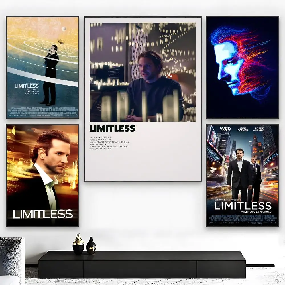 Urban Thriller Movie L-Limitless Poster  High-definition Art Sticker Self Adhesive Waterproof Home Decoration