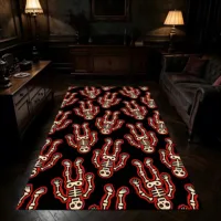 Velvet Carpet with Fun Skull Pattern in Dark Colors, Perfect for the Festive Atmosphere of Living Rooms, Bedrooms, Parties, and Halloween, Suitable for Autumn and Winter Seasons 4
