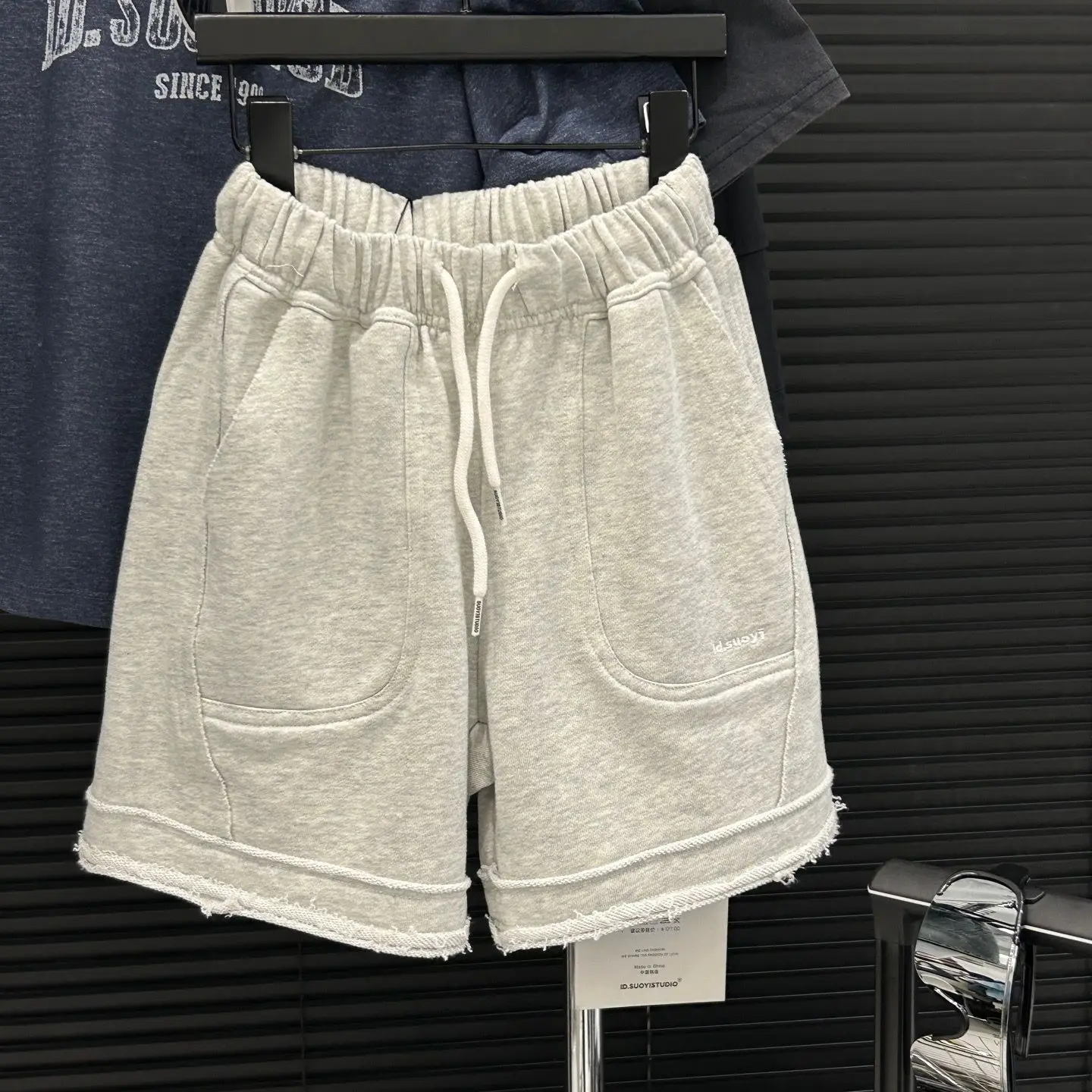 2025 Summer Style Handsome Boys' Woolen Cotton Casual Korean Style Loose Wide Leg Pants Elastic Waist Shorts Five Quarter Pants
