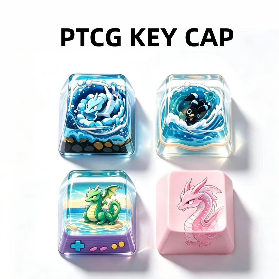 PTCG Pokemon Keycap Mechanical Keyboard Resin Transparent Stereoscopic Keycap Charizard Onix Dragonair Cubone Umbreon Fuecoco