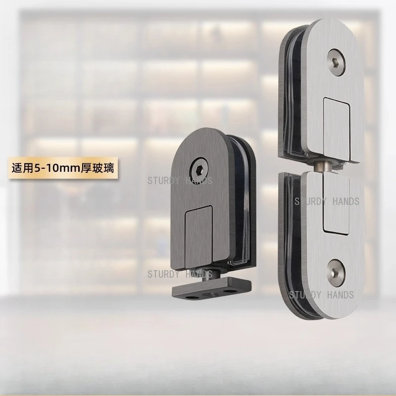 Stainless Steel Bathroom Glass Door Hinge Wine Cabinet Display Cabinet 360 Degree Glass Door Up and Down Pivot