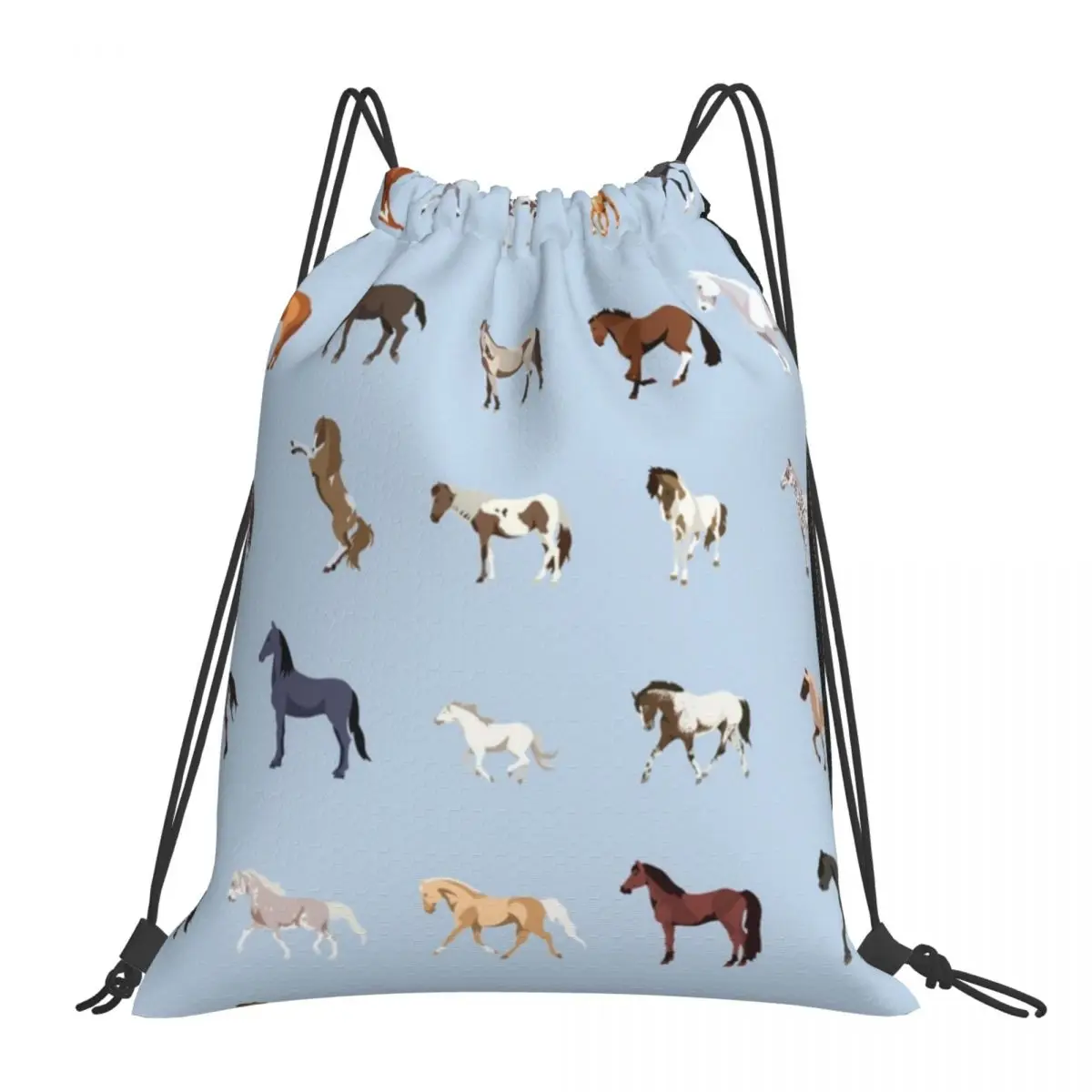 USA Horse Breeds Pattern Backpacks Fashion Drawstring Bags Drawstring Bundle Pocket Sports Bag Book Bags For Man Woman School