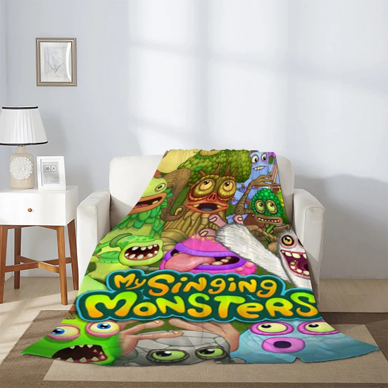 

Video Game Blanket for Sofa Blankets for Winter My Singing Monsters Microfiber Bedding Knee Warm Fleece Fluffy Soft Decorative