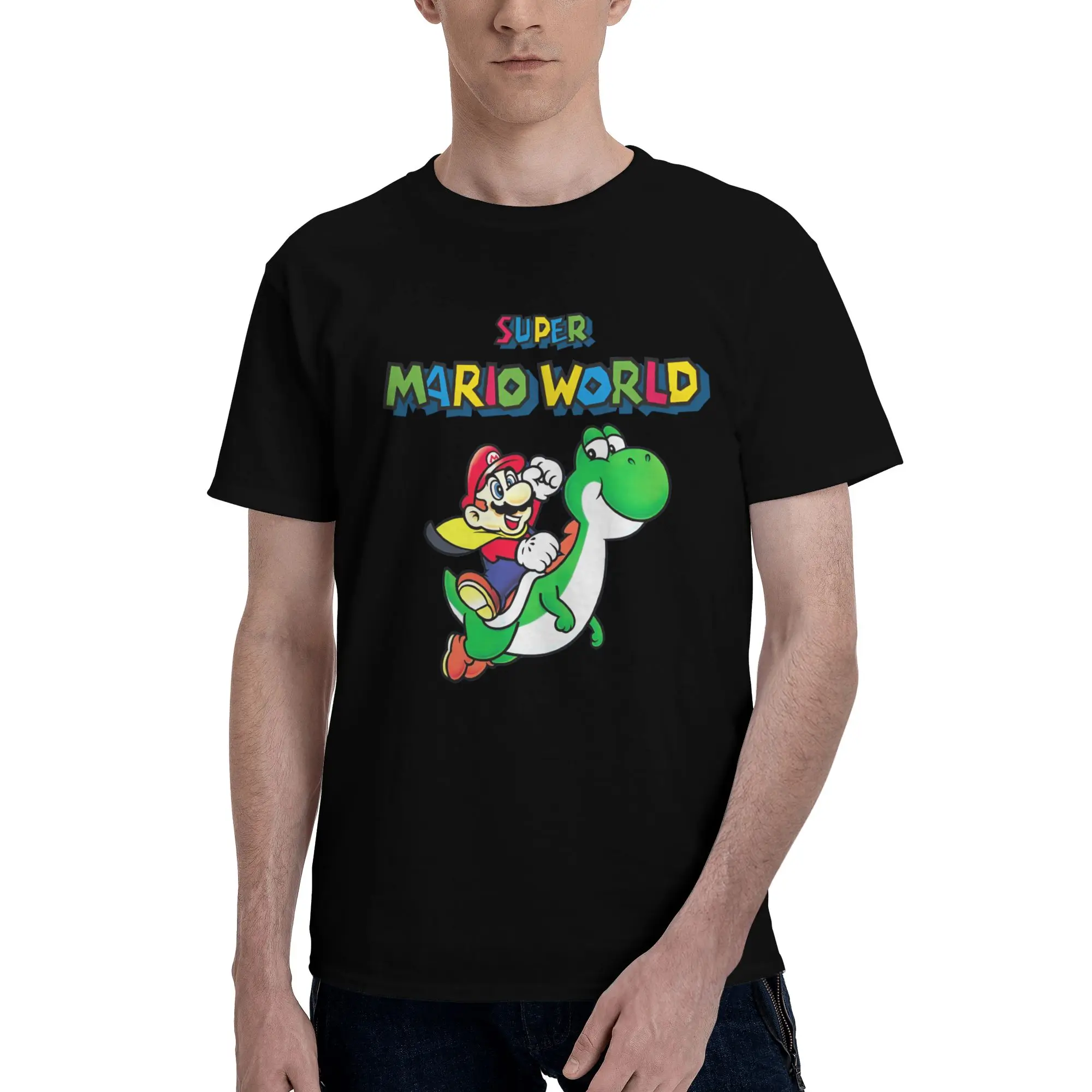 

M-Marios Tshirts Men Unique Tee Tops 100% Cotton T Shirt Short Sleeve Kawaii Cartoon Anime Adventure Game T-shirt Gift Clothes