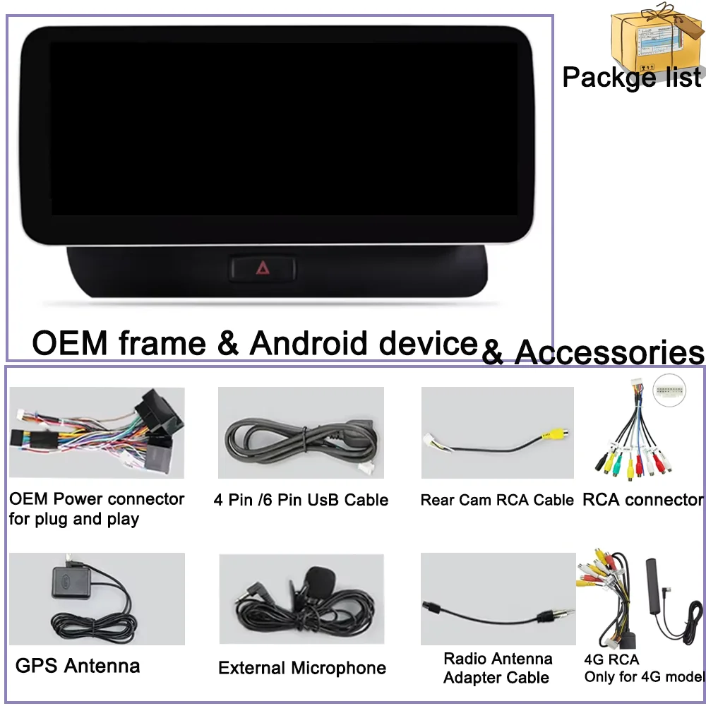 CarPlay Android 12 Car Screen Multimedia Player For AUDI Q5 2009 2010 - 2017 GPS Navigation Multimedia Stereo 4G WiFi CarPlay BT