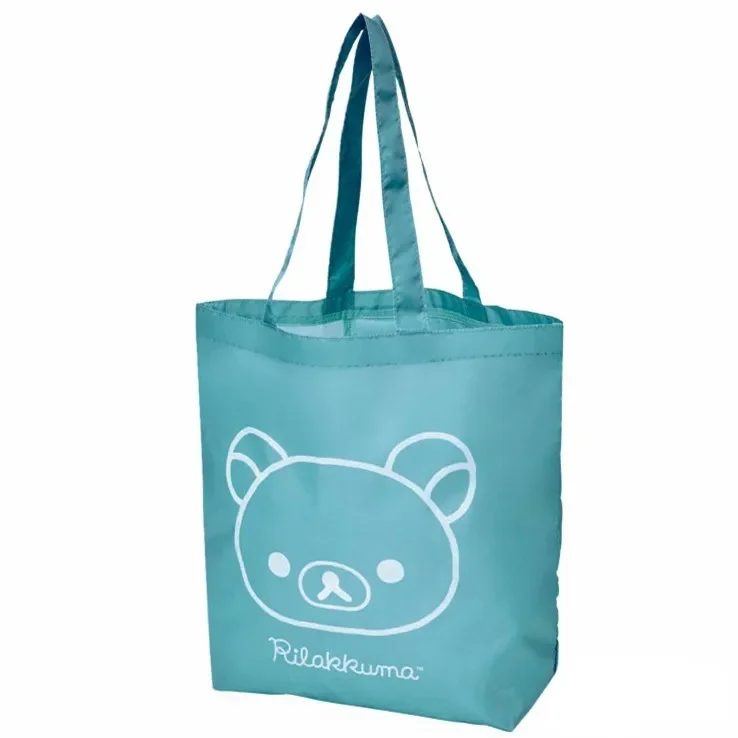 

Cute Rilakkuma Foldable Reusable Shopping Bags Folding Cartoon Bear Anime Eco Shopper Bag Handbag Blue Pink Tote Bag