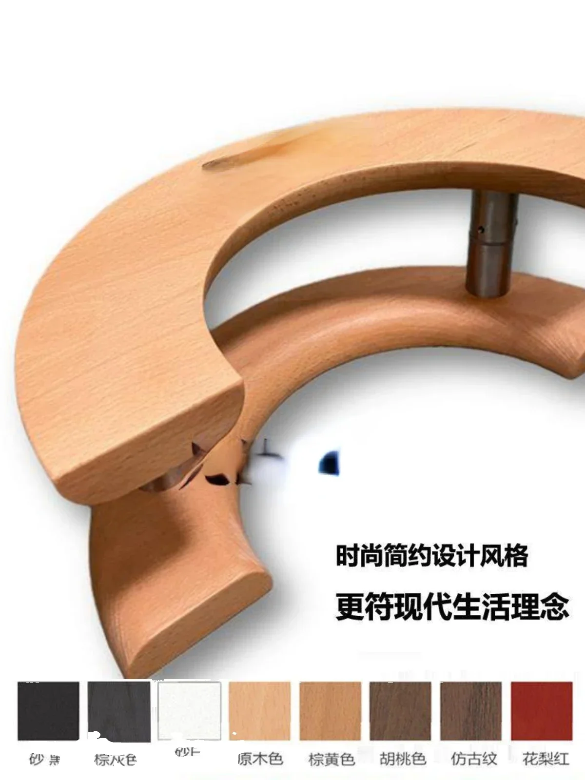 Glass door,circular solid wood handle, clothing store door, original wooden irregular carving, exposed door handle customization