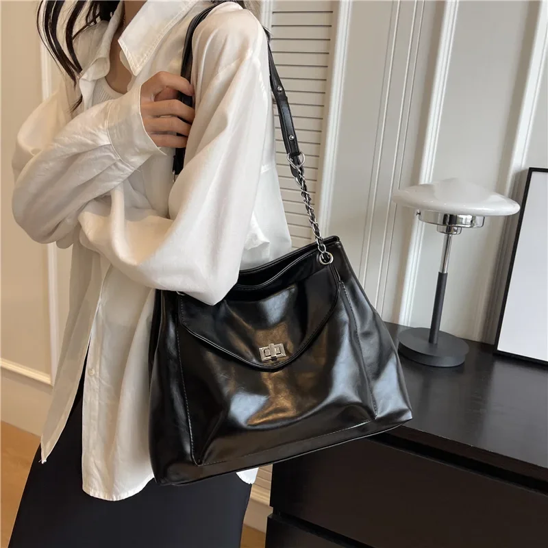 Pu Leather Female Handbags Shoulder Shopper Bag for Women 2024 Large Ladies Tote Bag Korean Fashion Luxury Designer Big Silver