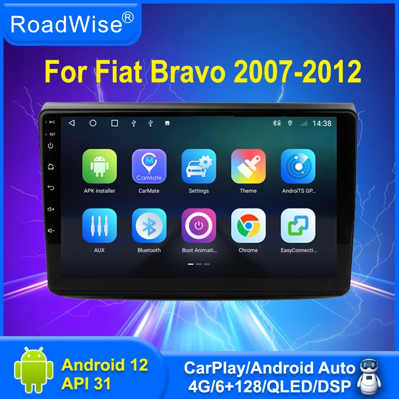 

Roadwise 2 din Multimedia Android Car Radio For Fiat Bravo 2007 2008 2009 2010 2011 2011 2012 4G Wifi GPS DVD BT Autoradio 2din