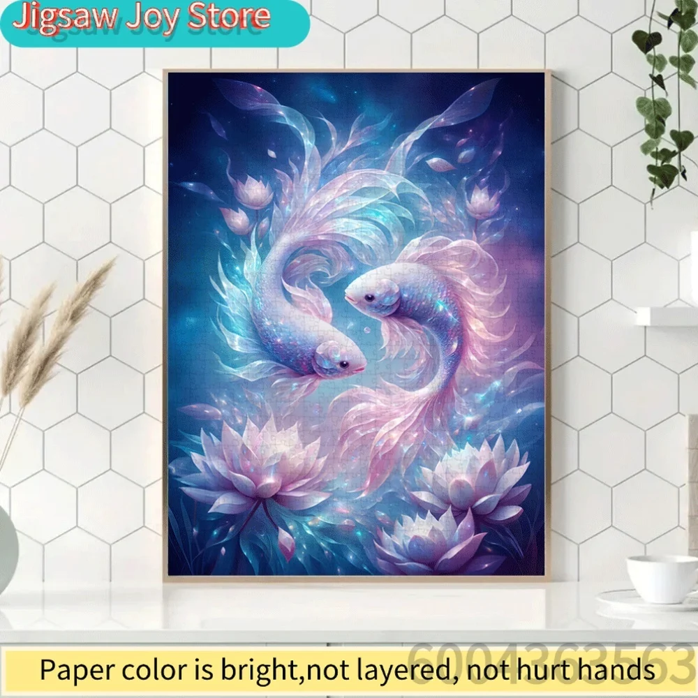 Fantasy Art Paper Jigsaw Puzzle Gift, Glitter Koi Fish, Winter Fairyland, Forest Train, Magic Book Castle, 500-2000Pcs