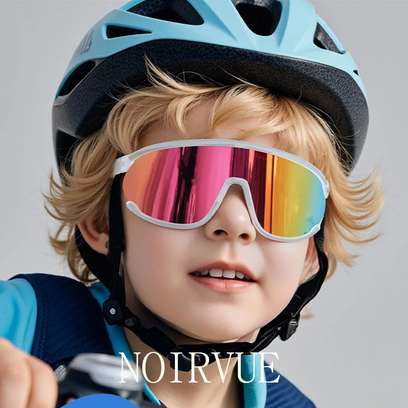 

NOIRVUE Kids Sports Sunglasses Cycling Goggles Outdoor Sand Prevention，TR+TPEE Flexible Frame PC Lens UV400 Silicone Nose Pads