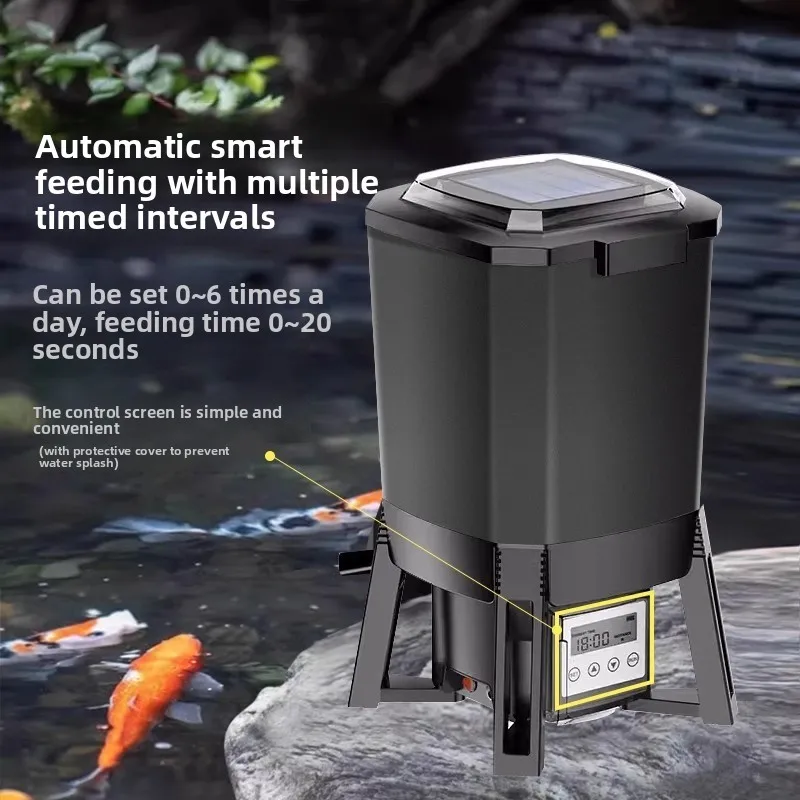 Solar Fish Pond Automatic Feeder Koi Feeding Intelligent Timing Fish Feeder Large Capacity Fish Feeding