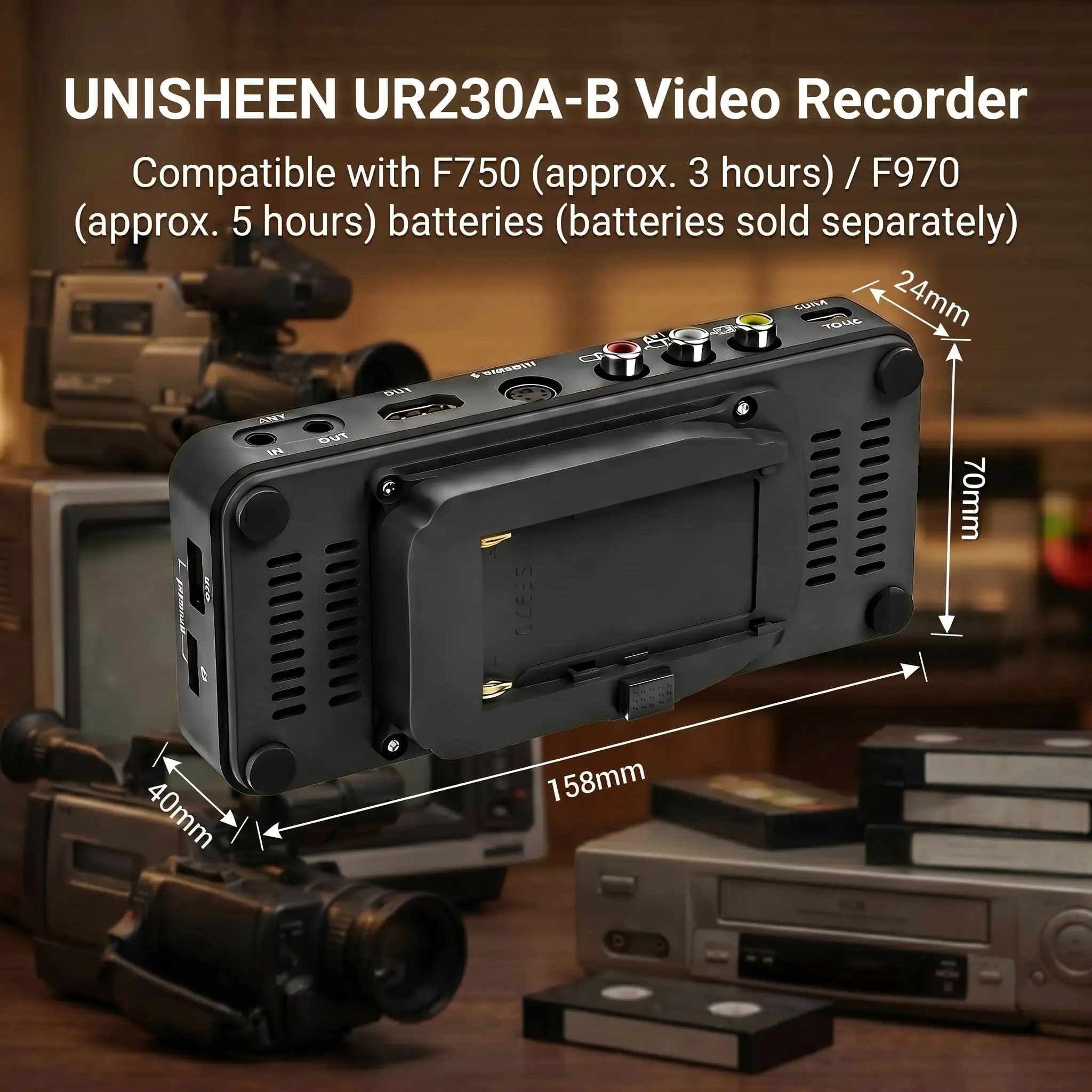 UNISHEEN UR230A Battery Socket TF Analog CVBS RCA SVideo Camera USB Tape VCR VHS to Digital Capture Card Box MP3 Video Recorder