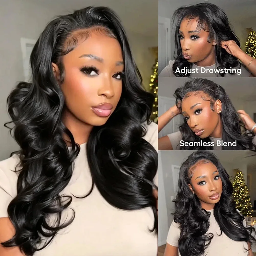 18-38 inch 3 In 1 Half Wig Wear and Go Glueless Wigs Body Wave Human Hair Seamless Half Wigs Flip Over Wig Drawstring For Women