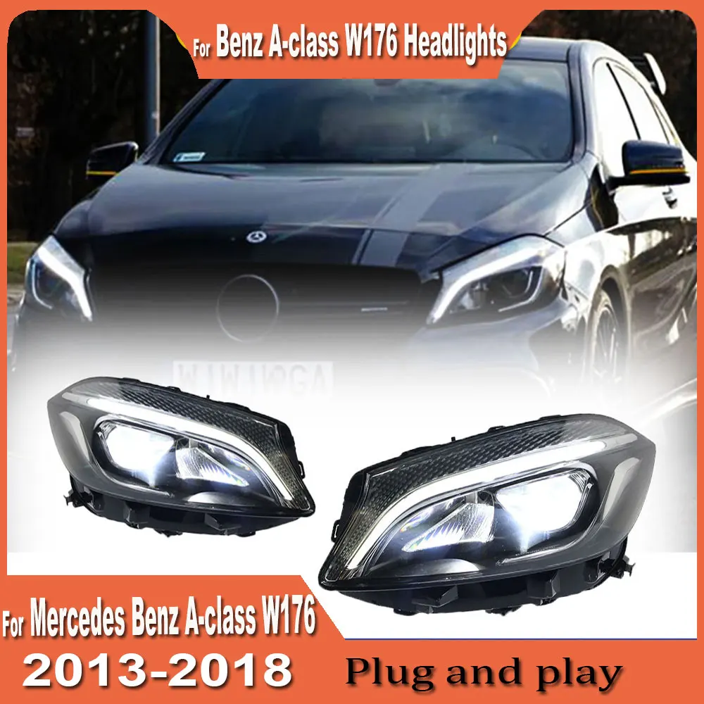 Car Headlights For Mercedes-Benz A-Class W176 2013 2014 2015 2016-2018 LED Car Lamps Daytime Running Lights Dynamic Turn Signals