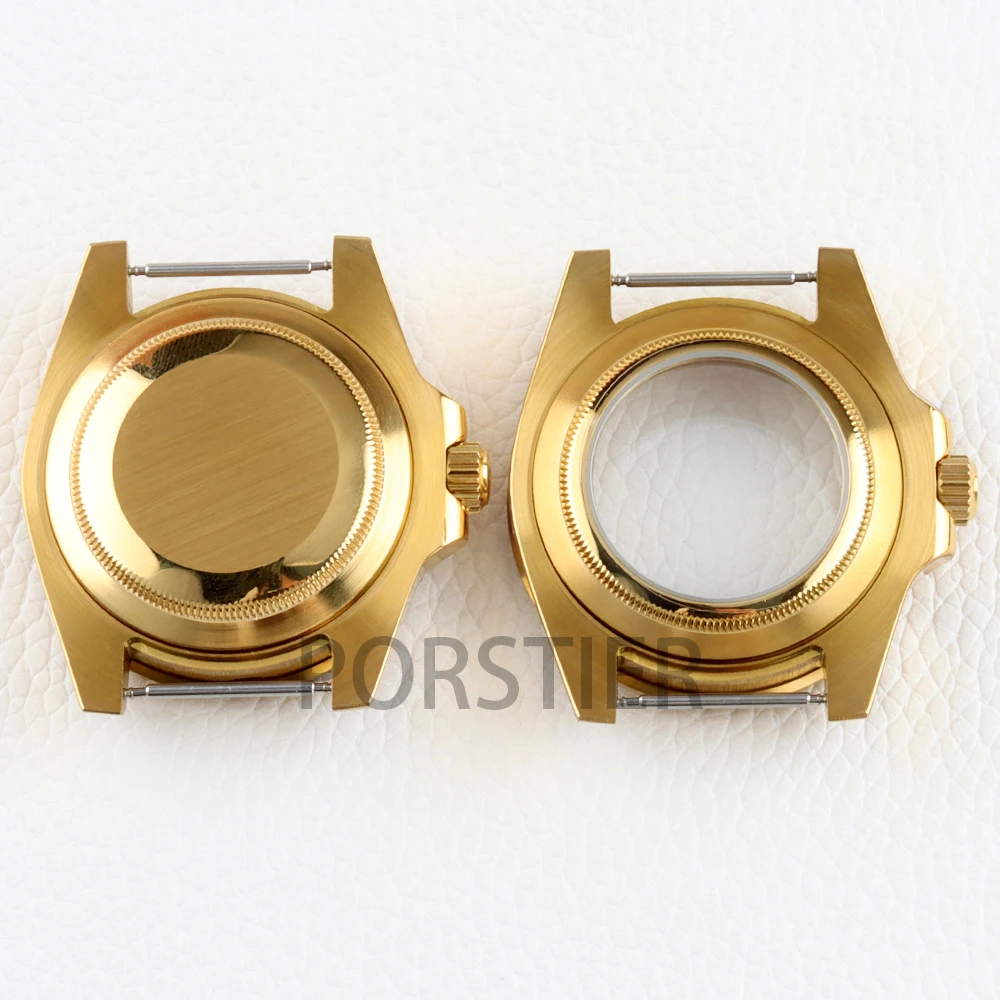 40MM High Quality Waterproof Watch Case Sapphire Glass Gold PVD For SUB NH34 NH35 NH36 Movement 28.5mm Dial fit 20mm WatchBands