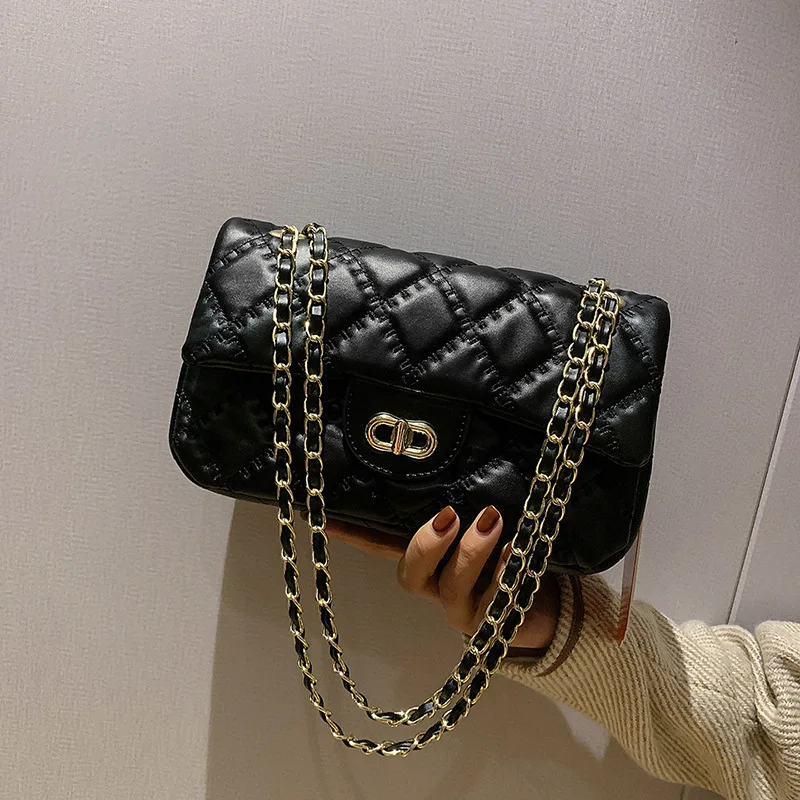 

Стильная женская сумка через плечо с ремешком-цепочкой 2025 года — роскошная квадратная сумка через плечо с внутренним карманом, элегантная рабочая сумка