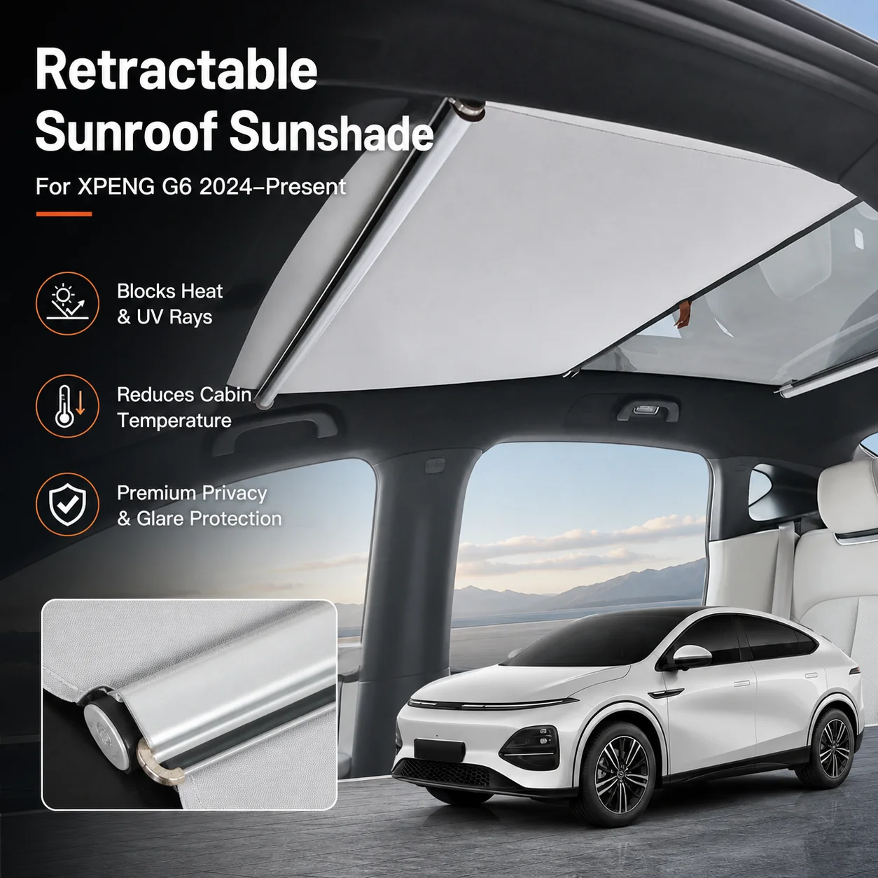 Car Retractable Sunroof Sunshade For XPENG G6 2024 2025 Skylight Roof Heat Insulation Shading Auto Interior Accessories