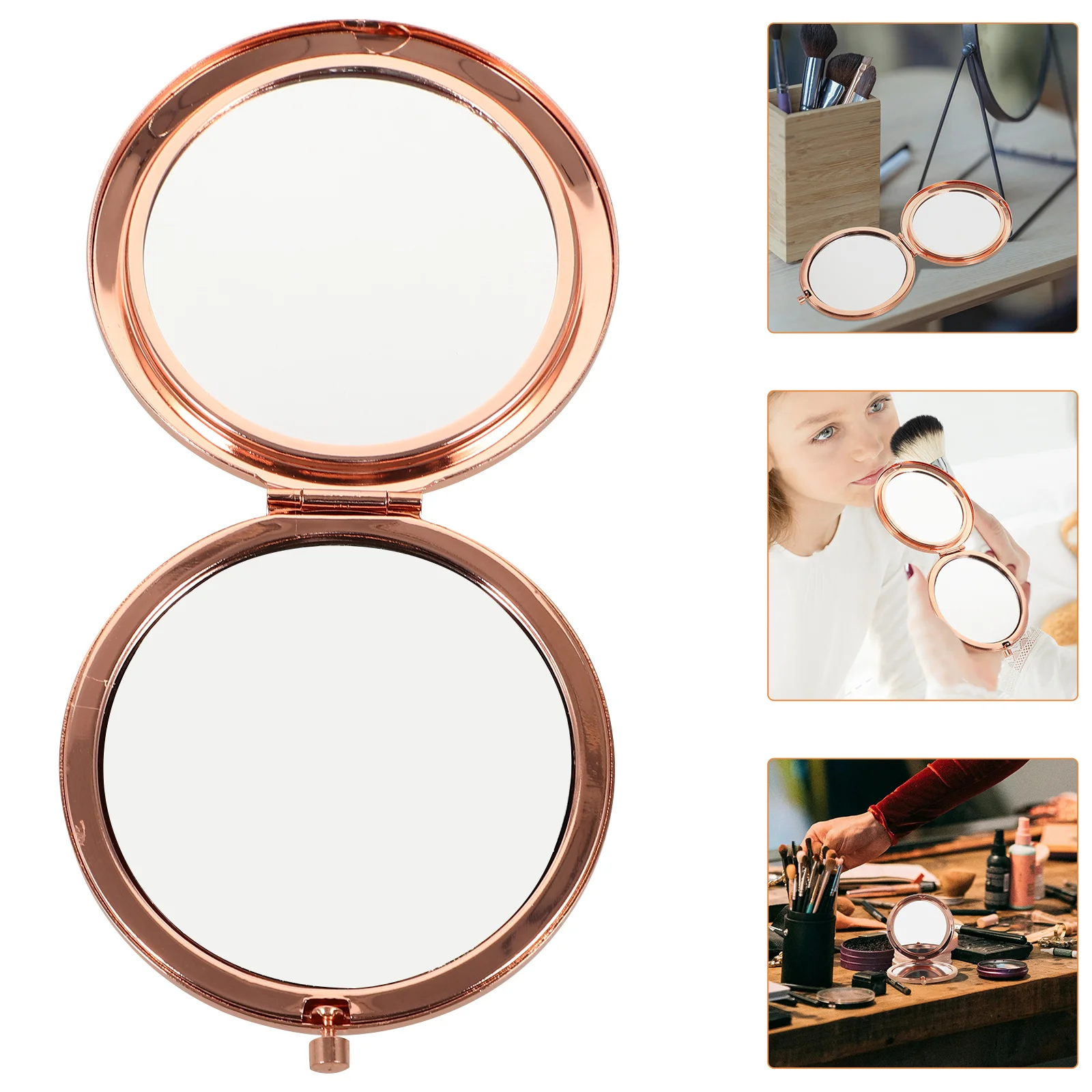 Specchio tascabile portatile Specchio per trucco compatto per donna Mini formato da viaggio Design leggero Sposa con superficie ad alta definizione