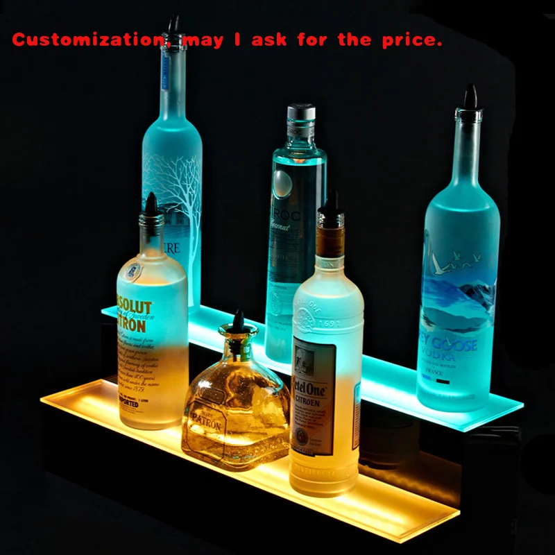 custom.Tinya Remote App Control 3 Tier Home Commercial Bar LED Lighted Bar Shelf Display Liquor Bottle Shelf