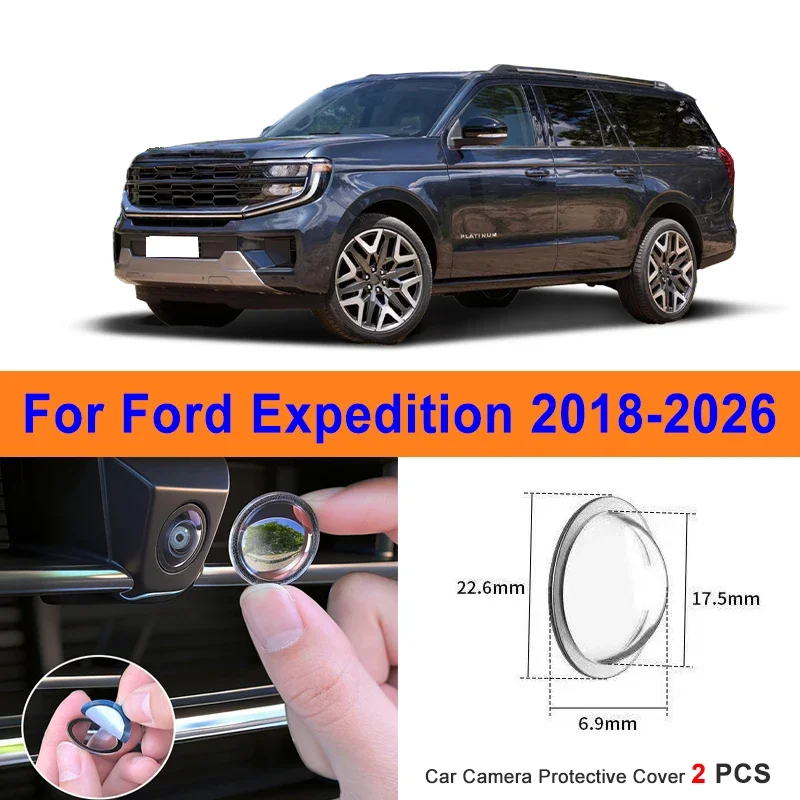 

360 Reverse Image Car Camera Cover Anti-Scratch PC Lens Protector Stickers For Ford Expedition 2018-2026 2Pcs