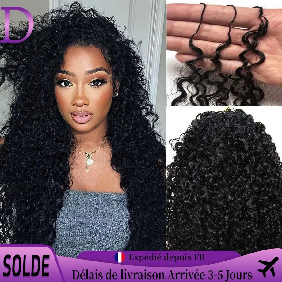 Dialola Deep Pixie Curls Crochet Hair, Extensions de cheveux humains bouclés au crochet, pré-séparées, tresses sans nœuds Miracle Knot, petites spirales