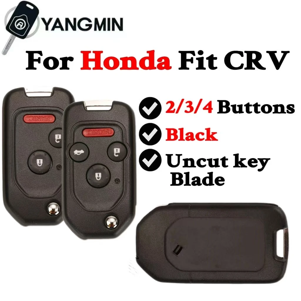 

YANGMIN Modified Filp Remote Key Shell Case For Honda Fit CRV Civic Insight Ridgeline HRV Jazz ACCORD 2003-2013 2/3/4BTN