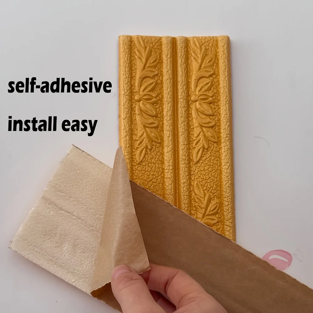 2pcs Emboss Self Adhesive celling wallpaper edge strip sticker Baseboard Molding Trim Decorative Wall Lines Peel and Stick - view 3