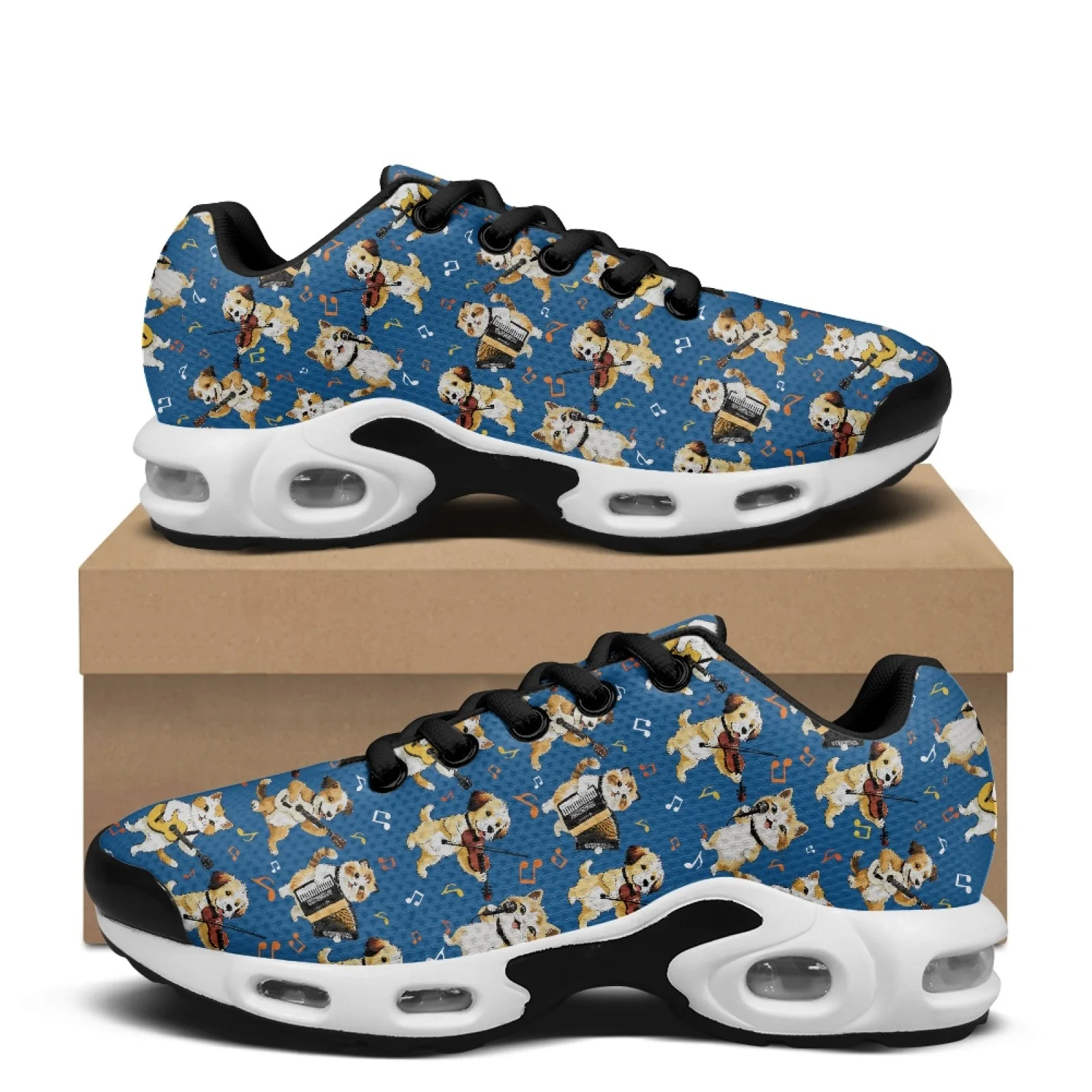 PENSTROLL Musical Cats Dogs Print Breathable Walking Shoes for Gym Mesh Fashion Sneakers Men's Air Running Shoes