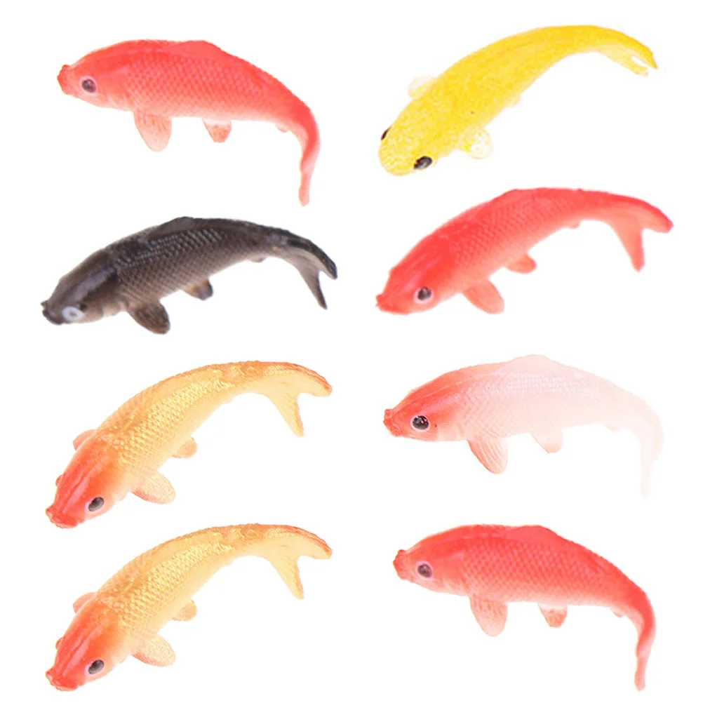 8 Pcs Simulated Koi Model Mini Fish Figure Fake Fancy Carp Miniature House Accessories Tank