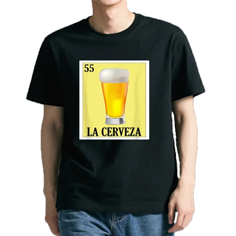 La Cerveza – T-Shirt en coton pour homme, Vintage, motard, cadeau de La loterie mexicaine