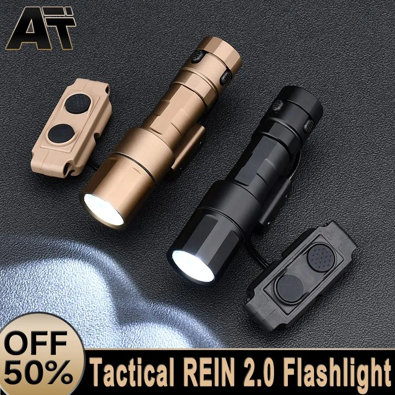 

WADSN REIN 2.0 Tactical Flashlight High Power 1000 Lumens For 20mm Picatinny Rail Airsoft Accessories With Dual Pressure Switch