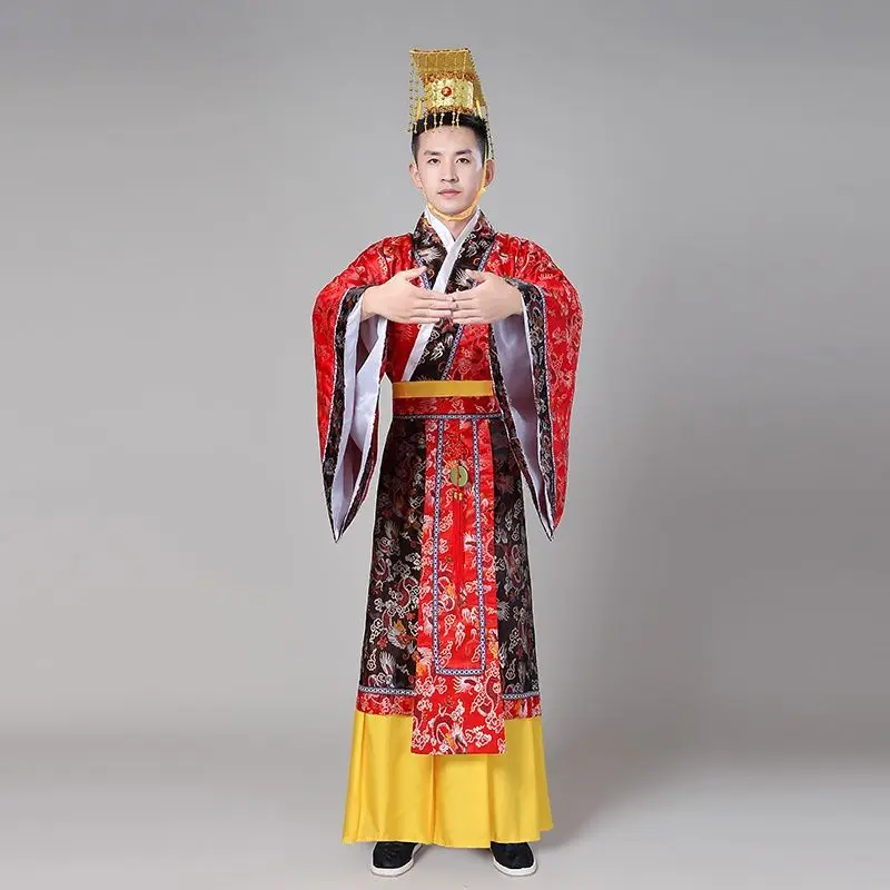 Chinese Emperor costume Sovereign dress Hanfu Ancient King Tang Men Stage Incldue Hat