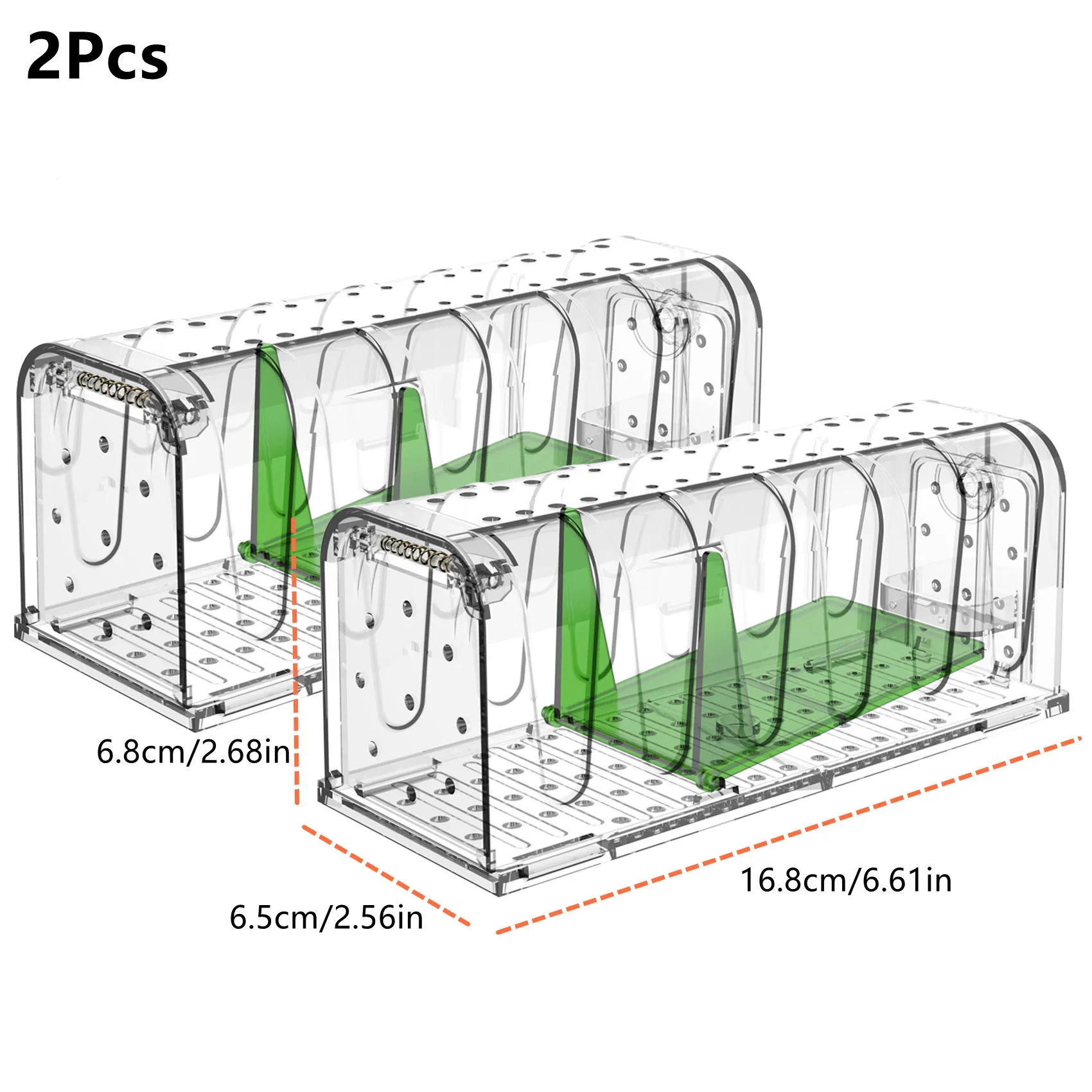 2Pcs Mouse Trap Household Acrylic Transparent Visible Mouse Trap Kitchen Warehouse Mouse Trap Hole High Sensitivity Mouse Trap